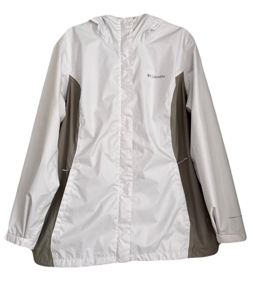 Columbia Omni-Tech White/Gray Rain Jacket - Size 1X